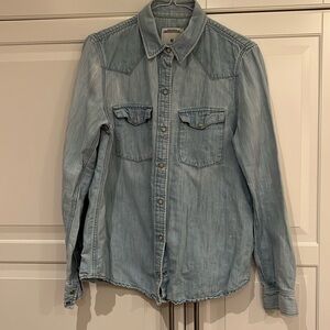 Zara cotton linen denim western light blue shirt size medium